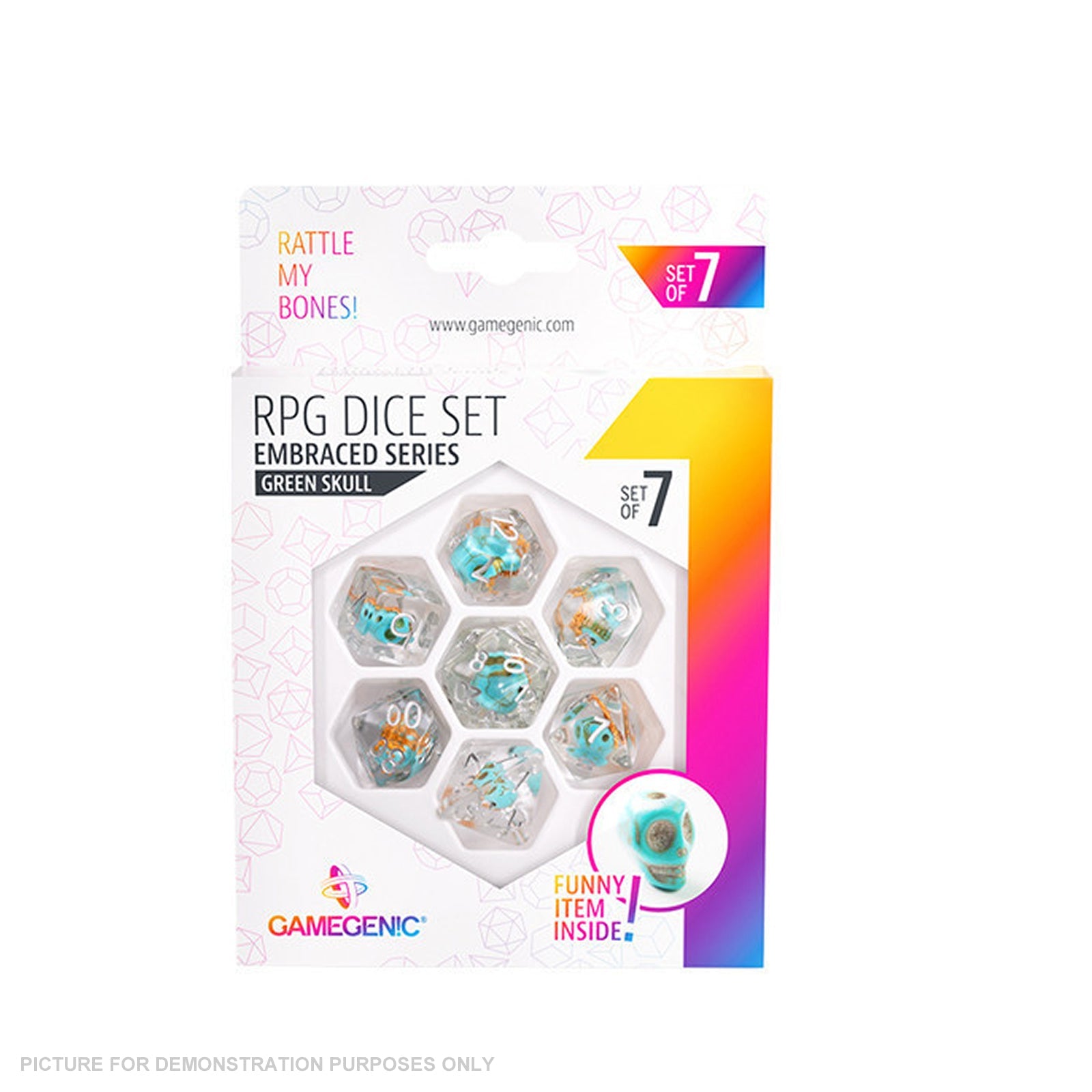 Gamegenic Embraced Series - Green Skull - RPG Dice Set (7pcs)